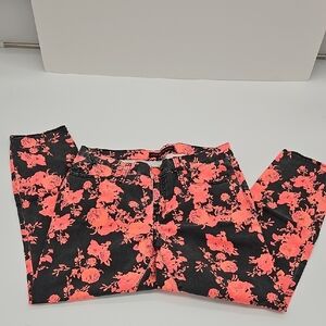 Rock & Republic Black and Pink Floral Skinny Jeans Size 10 Womens
